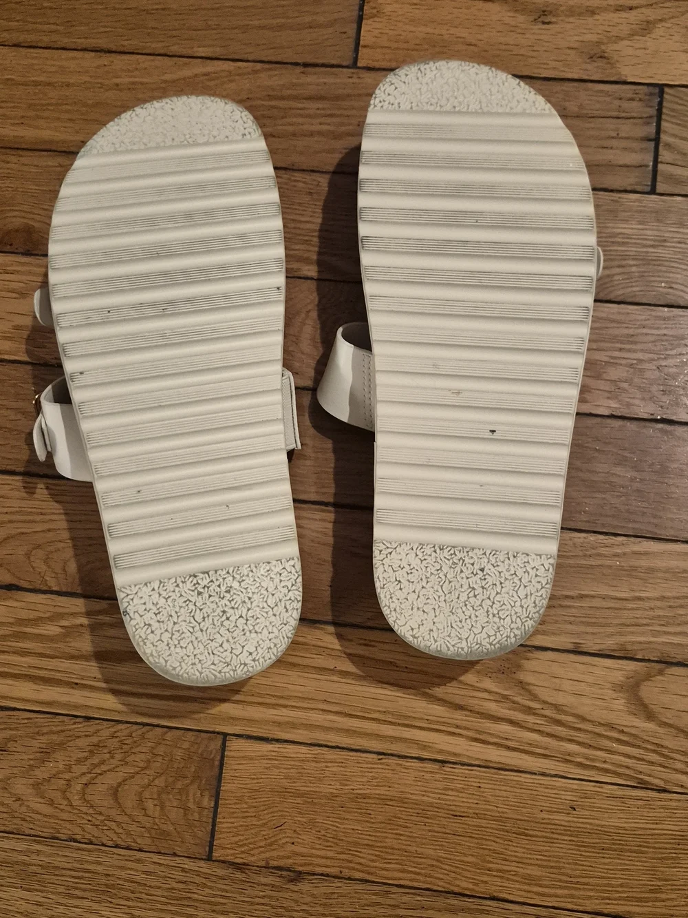 Steve Madden White Double Buckle Slide Sandals